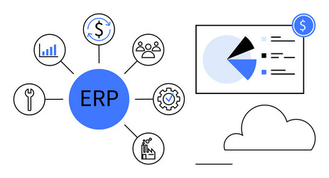 erp system overview with data analytics vector image