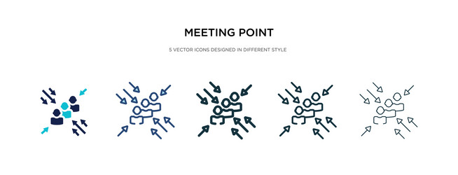 Meeting point icon in different style two vector