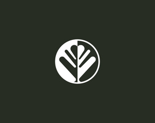 Negative space leaf shape circle tree logo design Vector Image