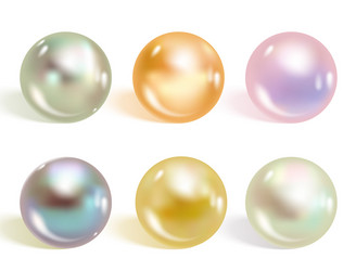 Realistic different colors pearls set vector