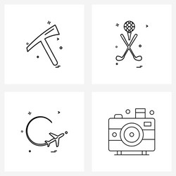 4 universal line icons for web and mobile axe vector image