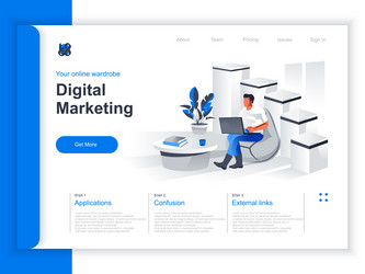 digital marketing isometric landing page marketer vector