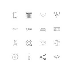 internet technologies linear thin icons set vector image