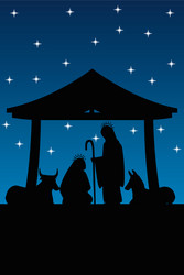 Nativity Scene Manger Silhouette vector