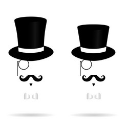 Hat cylinder with mustache silhouette vector