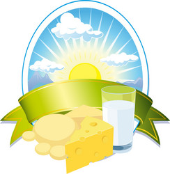 Milk and cheese label vector