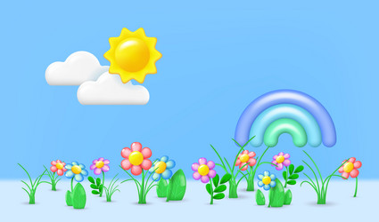 Summer cartoon landscape vector