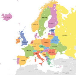 Colorful Europe Map With Countries And Capital Vector Image Colored European Map Vector 31657159 
