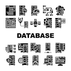 Database administrator computer icons set vector
