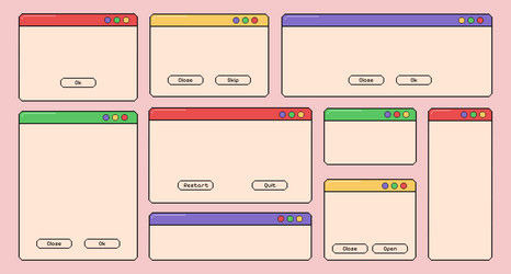 retro pixel computer screens set vector image