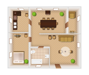 Office interior top view Royalty Free Vector Image