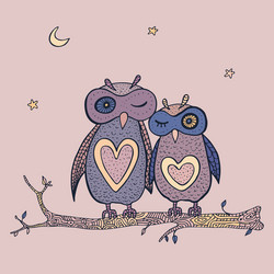 Two cute owls Royalty Free Vector Image - VectorStock