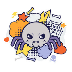 Cute Halloween Kawaii Spider Print vector