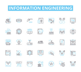 information engineering linear icons set database vector image