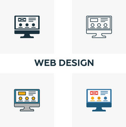 web design icon set four elements in different vector image