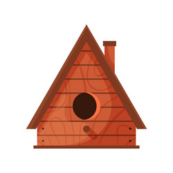 wooden handmade bird house isolated on white vector