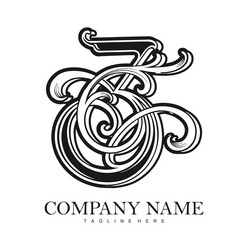 elegant flourish classic number 3 monogram logo vector