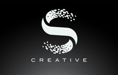 S initial letter logo design with digital pixels Vector Image