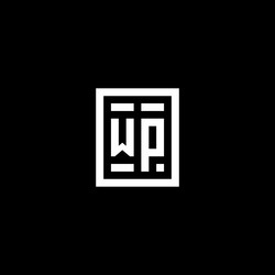 wp initial logo with square rectangular shape vector image