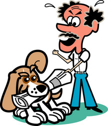 Dog and owner vector