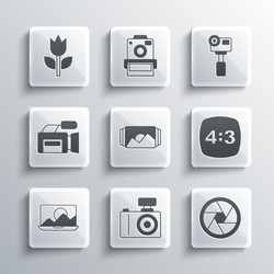 set photo camera shutter frame 4 vector image