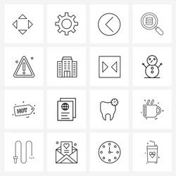 Ui set 16 basic line icons attention search vector