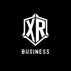 xr logo initial with shield shape design style vector image