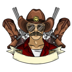 hand drawn sketch cowboy icon vector