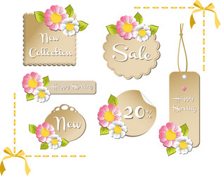 Happy spring sale tag collection vector