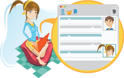 Online social media girl chatting vector