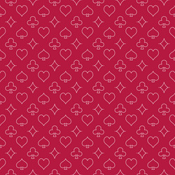 Red seamless pattern with playing card suits vector