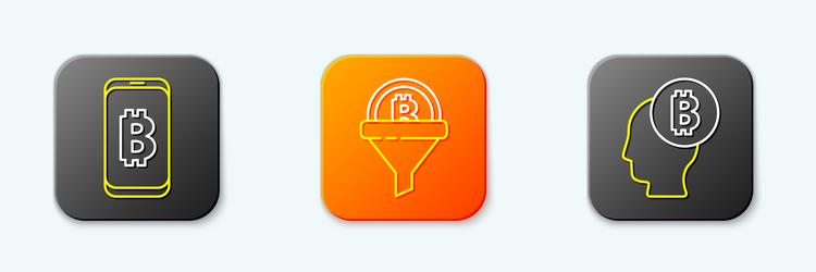 set line mining bitcoin from mobile sales funnel vector image