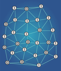 Digital network with binary code numbers 1 and 0 vector