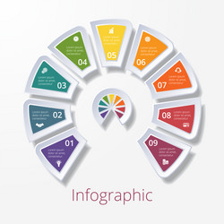 semicircle diagram with nine multicolored elements vector