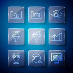 set line data analysis binary code search cloud vector image