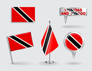 set of trinidad and tobago pin icon map pointer vector image
