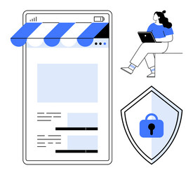 e-commerce dashboard interface with security vector image