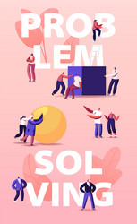 problem solving concept tiny people pushing huge vector image