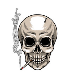 Skull with Cigarette - Dark Illustration Vector Image