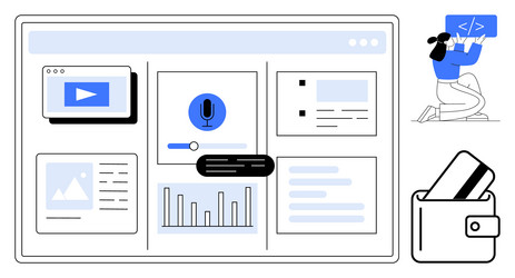 dashboard with various elements for video playback vector image