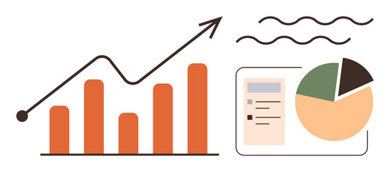 data analytics visualization with bar graph line vector image