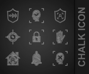 set fingerprint with lock motion sensor vector image