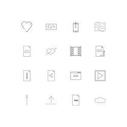 Files and folders sign linear thin icons set vector