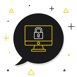 line lock on computer monitor screen icon vector image