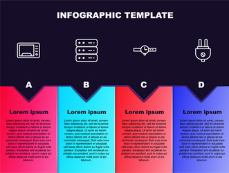 Set line microwave oven server data web hosting vector
