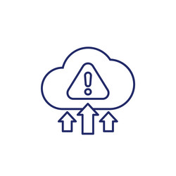 Warning upload error line icon with a cloud vector