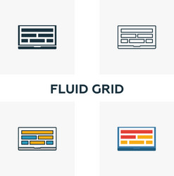 fluid grid icon set four elements in different vector image