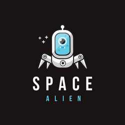 fun space alien spaceship logo icon vector