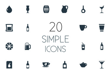 Simple Beverage Icons Set vector