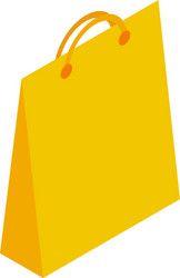 Yellow paper shop bag icon isometric style vector